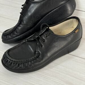 SAS Black Leather Lace Up Comfort Casual Walking‎ Shoes Women's Size 8